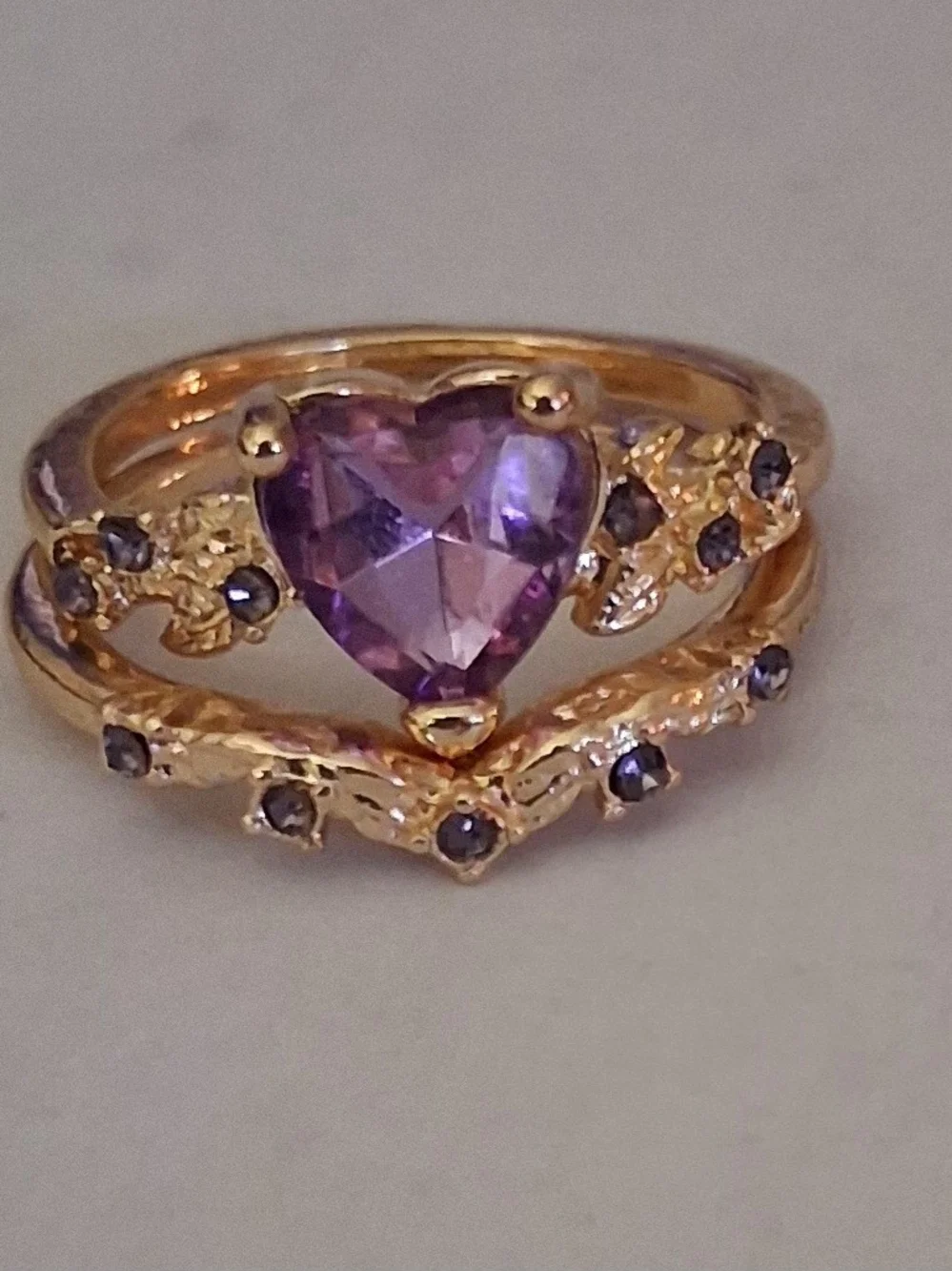 Gold Amethyst Heart Ring